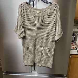 One A Women Sweater XL Tan Knit Short Sleeve